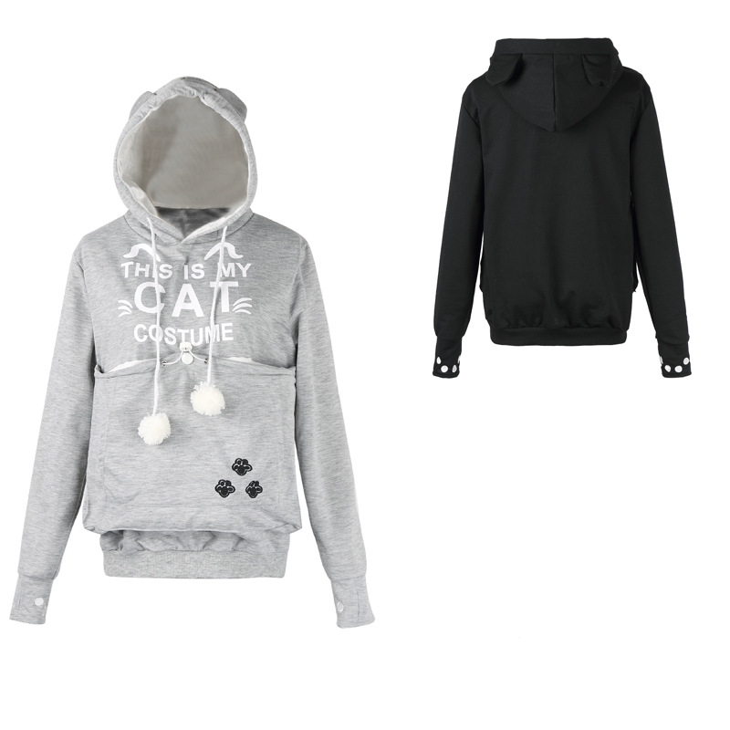Autumn and winter micro-blog lovers Star who meow Sweater star pocket letter printing Cats and dogs kangaroo hoodie