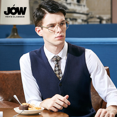 JOW/ Jovovich Autumn and winter new pattern business affairs Solid Knit vest business affairs suit Vest fashion Cardigan vest
