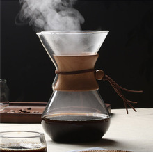 加厚高硼硅玻璃咖啡壶 手冲壶玻璃 咖啡分享壶木把手 定制