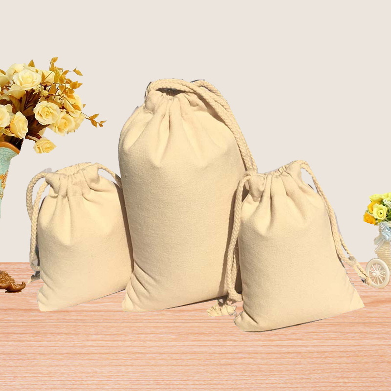 纯棉布无纺布收纳束口袋 加厚米袋帆布袋现货可印刷LOGO抽绳袋子