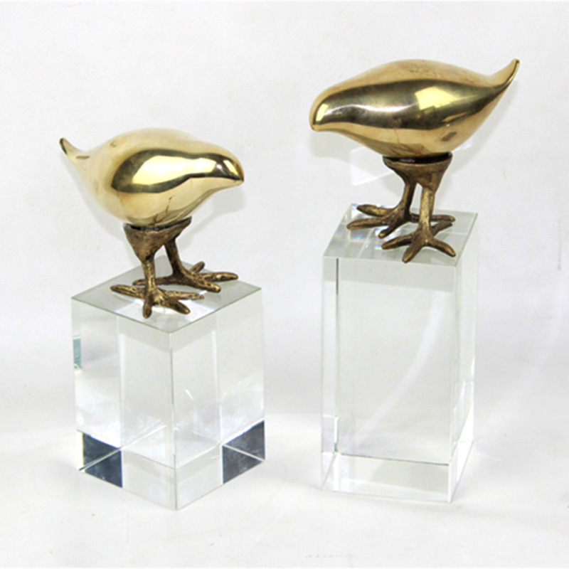 Modern minimalist Crystal Decoration Abstract Copper Bird Home accessories High-end Artwork factory wholesale