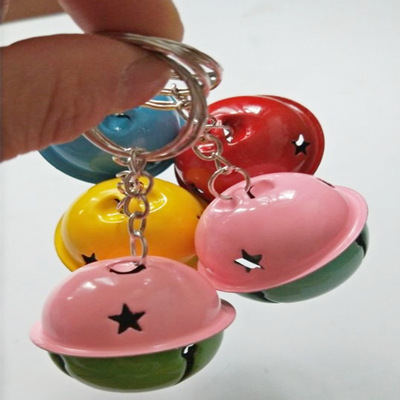 4cm Simplicity Korean Edition originality pinkycolor Small bell Key buckle Double color Wuxing Round bell Mobile phone shell Accessories Pendant