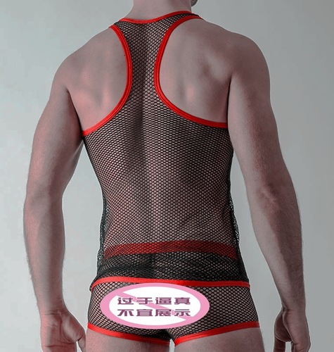 Mesh men's sexy tops underwear fighting vest men's dropshipping on AliExpress