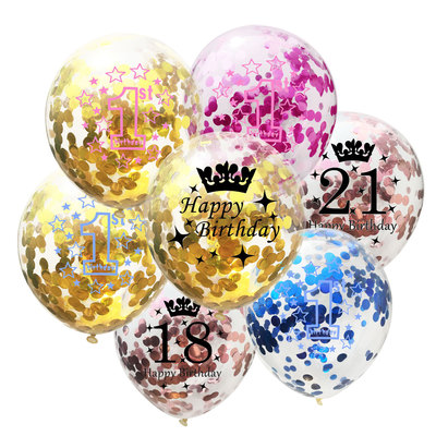 Cross-border special 12 Inch transparent 16 18 21 The age of Rose Gold Sequins balloon birthday Paper balloon