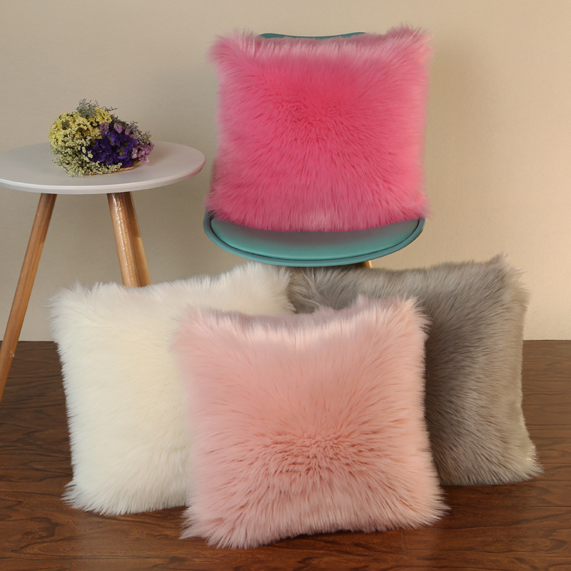 European-style plush pillow, wool cushio...