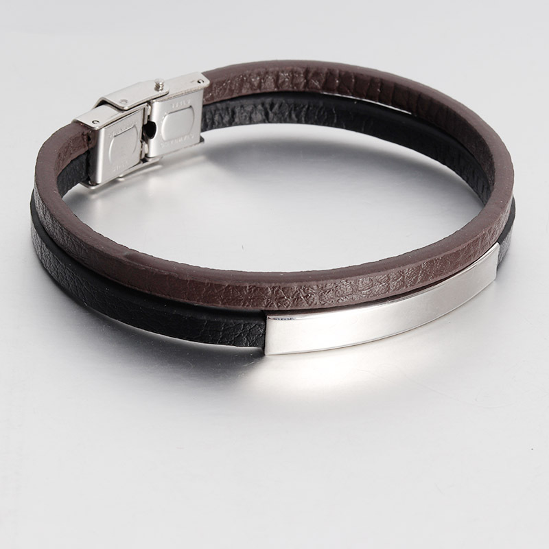 45g Weight Retro 316L Stainless Steel Titanium Steel Geometric Customization Laser Engraving Woven Chain Men Cord & Leather Bracelets