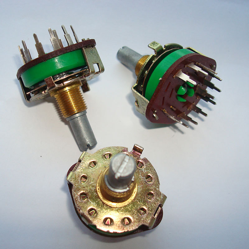 日本ALPS SRRM旋转波段开关1刀10档位 轴长20mm切换开关 铜脚