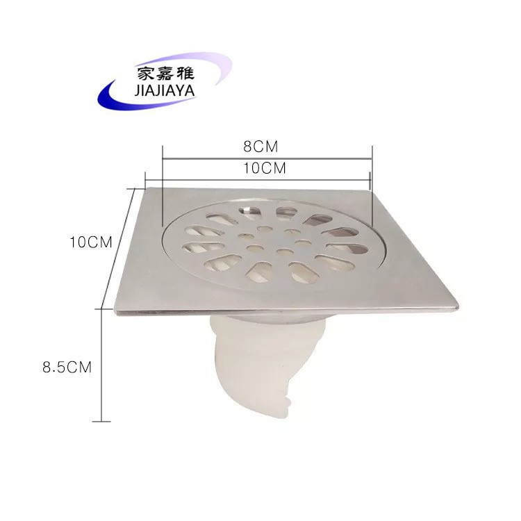 3厘亮光大侧排大塑料排水地漏防臭 酒店淋浴房阳台地漏不锈钢厂家|ru