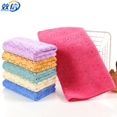 Manufacturer supplies 400 square printed cartoon rabbit head microfiber towels, ultra-soft and water-absorbent.