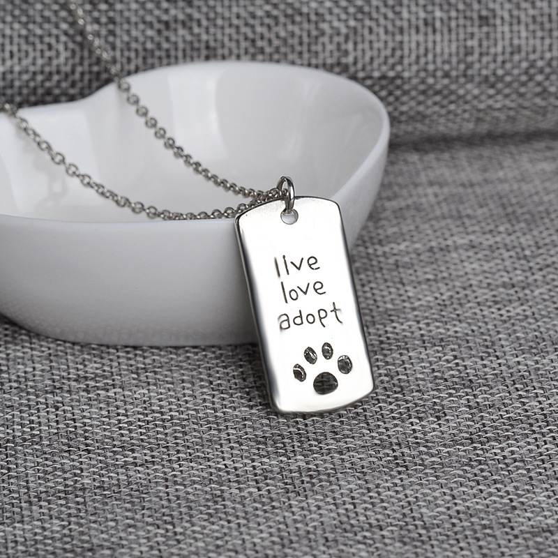 New Style Necklace Pet Live Love Adopt Hollow Out Dog Claw Pendant Necklace Clavicle Chain Accessories Wholesale Nihaojewelry display picture 4