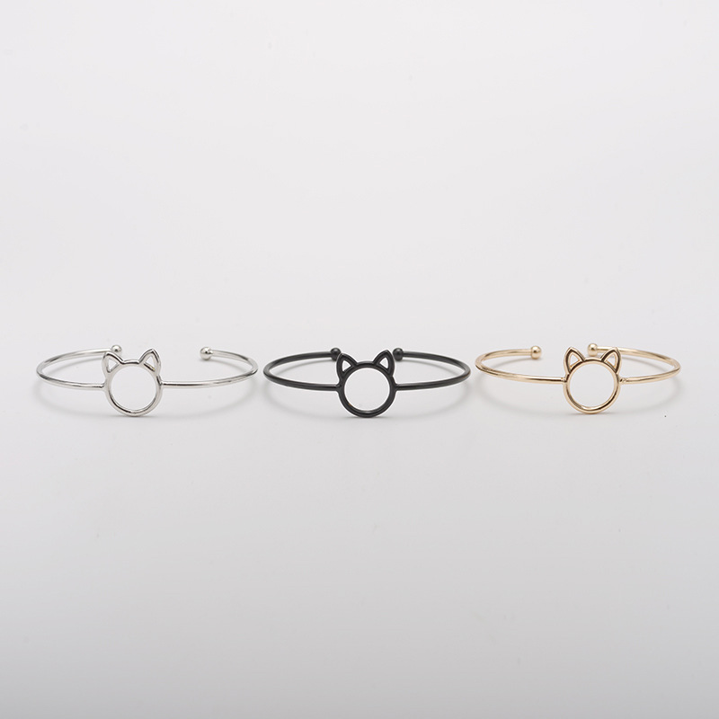 Cartoon animal cat ear opening adjustable bracelet green copper material