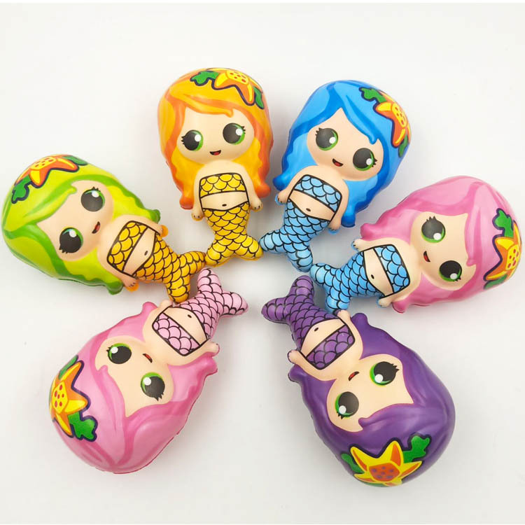 Squishy慢回弹站立美人鱼 仿真鱼解压发泄创意儿童玩具|ms