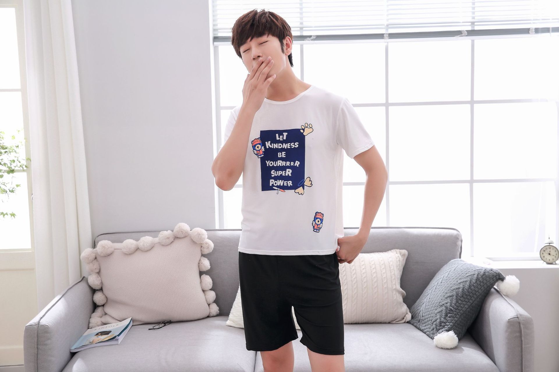 Cute Casual Style Short Sleeves Round Collar Polyester Lover’s Clothes Pajamas display picture 13