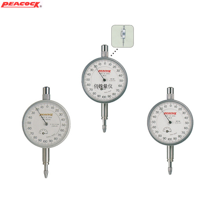 PEACOCK日本孔雀107系列 标准型指针百分表0-10/0.01mm百分测量表