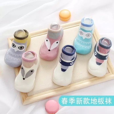 嬰兒襪子鞋0-3-6-12個月春秋膠底防滑學步鞋襪夏季寶寶軟底地板襪