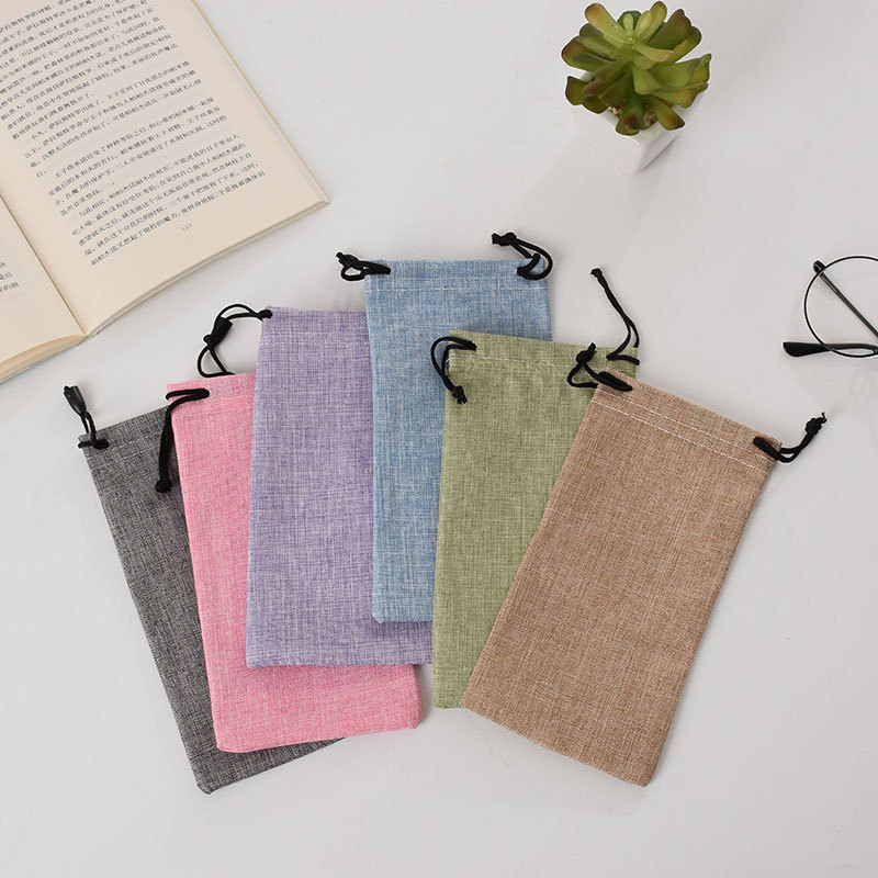 New Colorful Linen Glasses Bag, Multi-Colorful Sunglasses Bag, Glasses Case, Drawstring Cloth Glasses Case