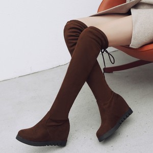 Spring and Autumn New Korean knee high boots women’s high heel Plush elastic versatile thin boots