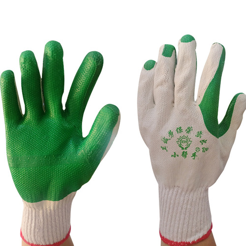 Small helper film gloves white gauze green glue line rubber gloves non-slip wear-resistant thickened construction site construction labor protection gloves