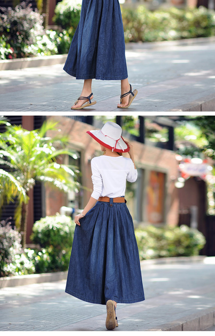 autumn plus size denim long skirt   NSDT9084