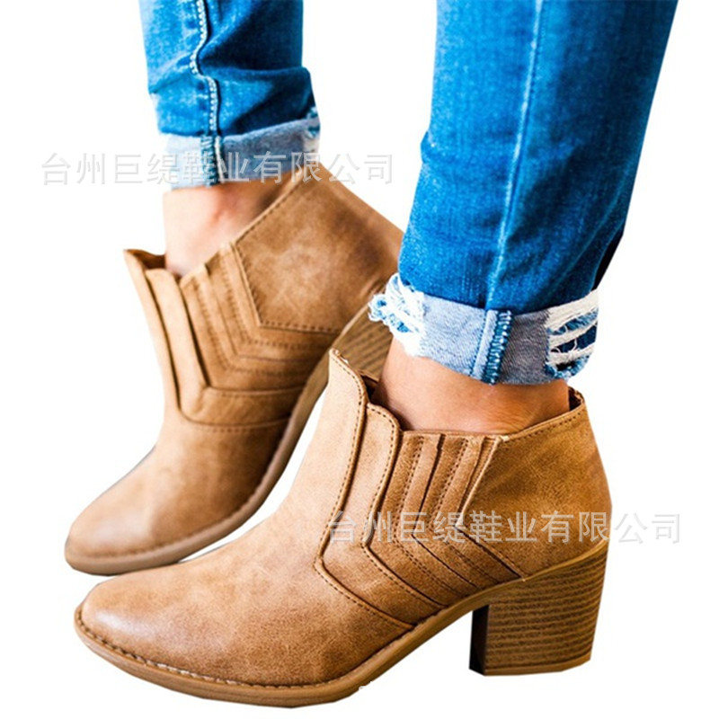 2018 Autumn and Winter Wish Amazon New Thick Heel Women's Shoes Are in Stock and Large Size Women's Shoes for Export