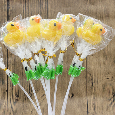 百嘉尚长杆小黄鸭棒棒糖圣诞节儿童可爱创意造型卡通糖果零食批发