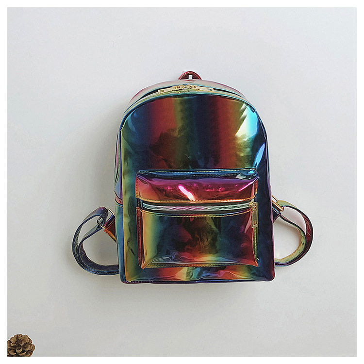 彩虹镭射包女学生书包 2018新款时尚潮流女士双肩包韩版双肩背包
