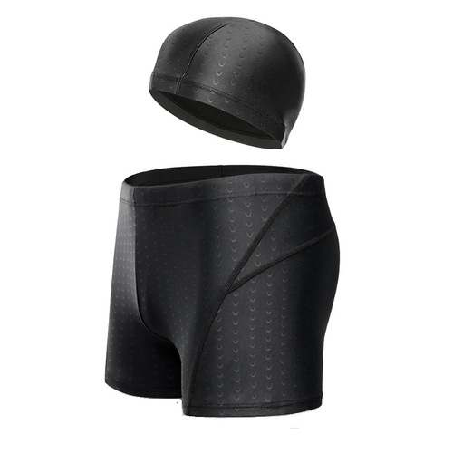 New men's swimming trunks waterproof swimming trunks with swimming cap boxer plus fat plus size hot spring men's hot spring swimming trunks