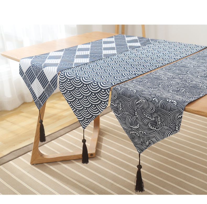 Supply Japanese Style Cotton Linen Table Runner Plaid Tea Mat Zen Linen