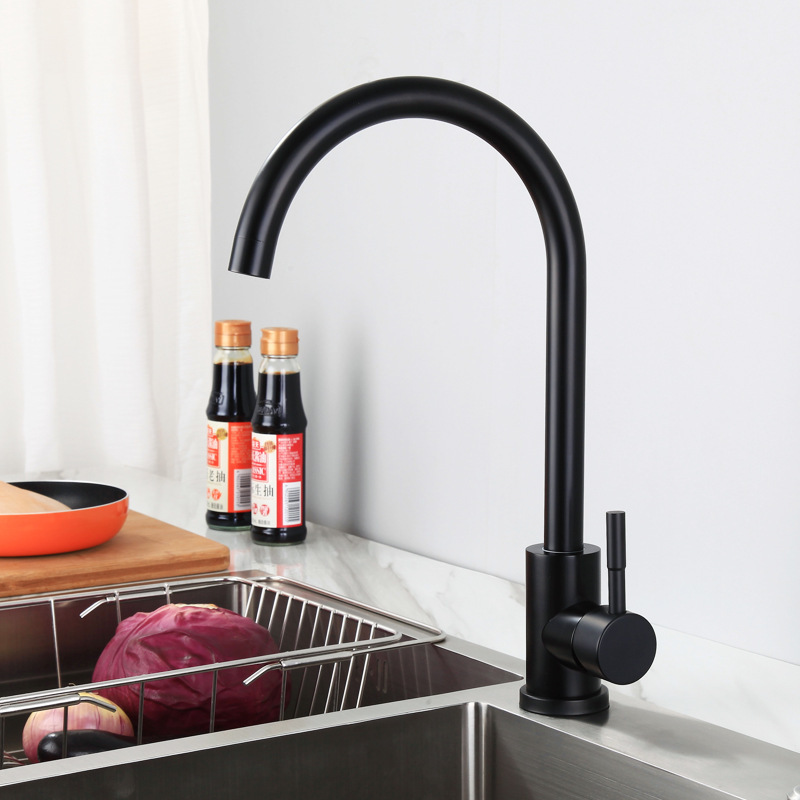 304 stainless steel black kitchen faucet European style paint hot and cold rotatable sink dish basin faucet