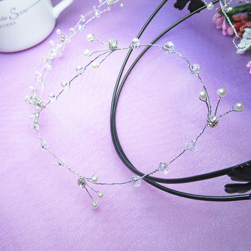 Hairpin hair clip hair accessories for women headdress exquisite crystal pearl branch hairband Niang wedding headdress studio accessories