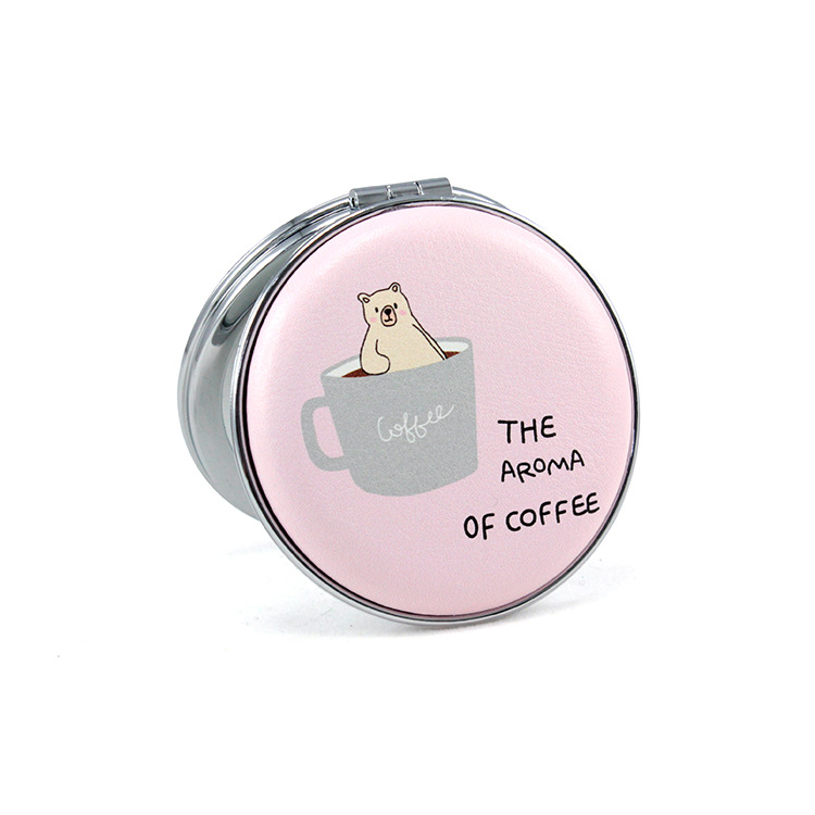 Creativo lindo moda ronda princesa pan espejo portátil bolsillo maquillaje espejo portátil belleza espejo personalizado