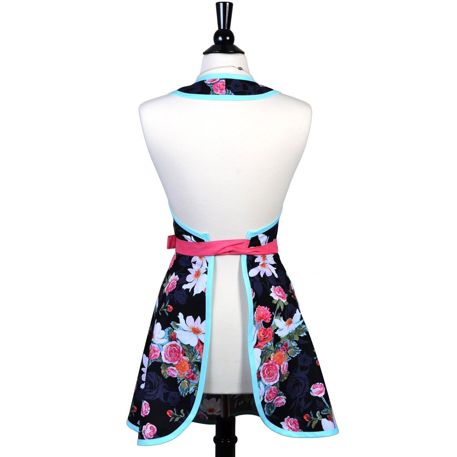 玉兰花复古围裙粉色围裙纯棉围裙防污有口袋家用工作可