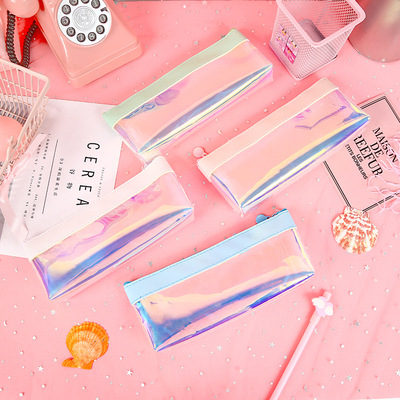 创意镭射笔袋 大容量学生笔袋 高档TPU材质半透明文具收纳笔袋|ru