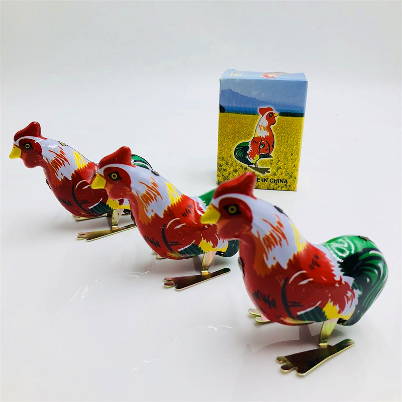 Gallo Catena Orologio Saltellante Pollo Anni '80 Ferro Nostalgico Giocattolo Mercato Notturno_voghion.com