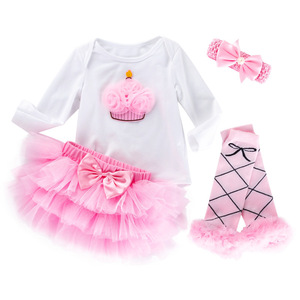 Baby birthday party dresses long sleeve Festival Dress powder skirt for infants