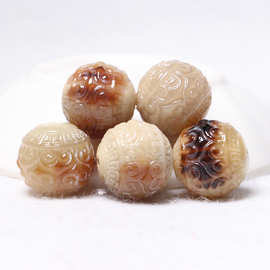 精选20mm天然牦牛角雕刻回纹圆珠隔珠散珠菩提饰品配件厂家批发