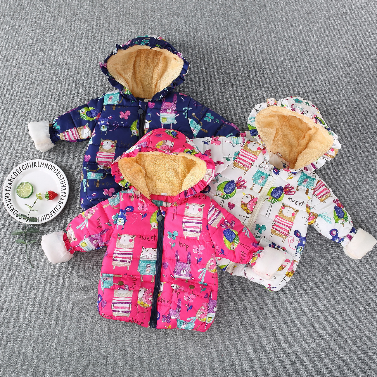 2021冬装新款小童棉衣卡通涂鸦儿童棉袄0-4岁童棉服厂家直销|ru