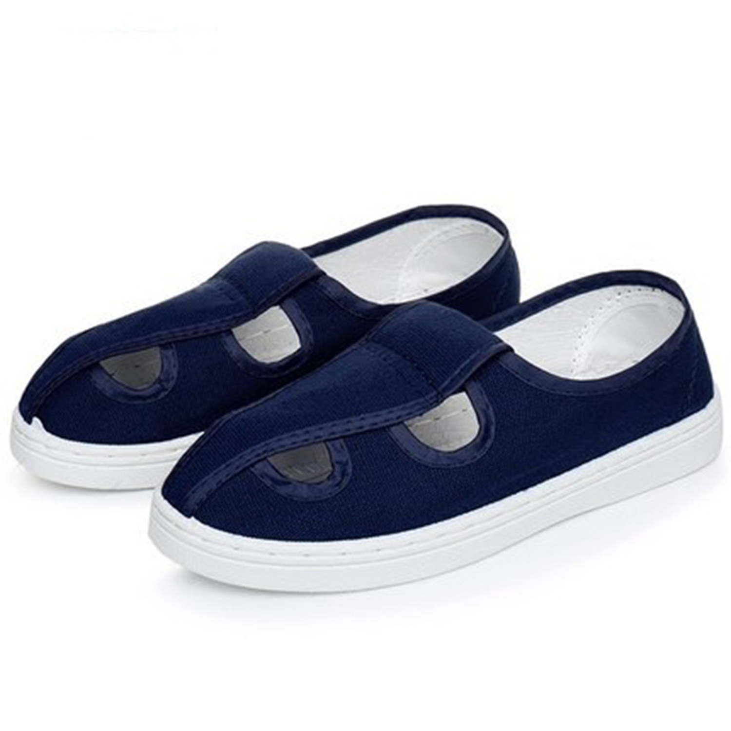 无尘鞋PVC白色蓝色四孔鞋车间净化鞋电子食品制药帆布防尘工作鞋