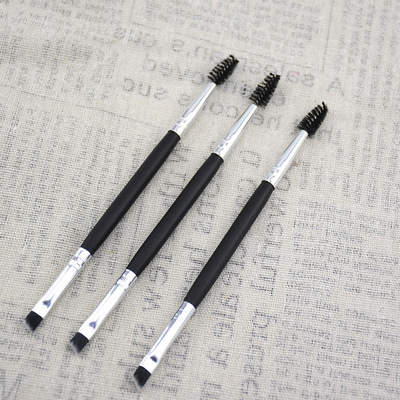 new pattern Portable Double head Eyebrow brush Eyelash volume Eye Cosmetic brush Bevel Eyeliner Brush goods in stock