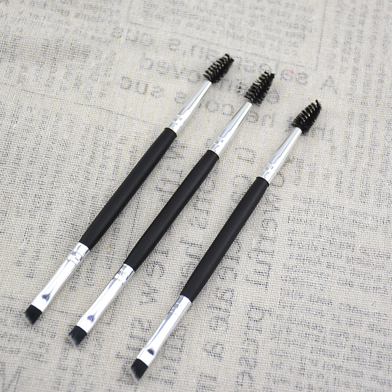 new pattern Portable Double head Eyebrow brush Eyelash volume Eye Cosmetic brush Bevel Eyeliner Brush goods in stock