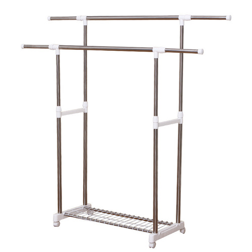 Wholesale Youlit stainless steel double pole thick clothes drying rack removable telescopic balcony clothes drying rack indoor clothes rack