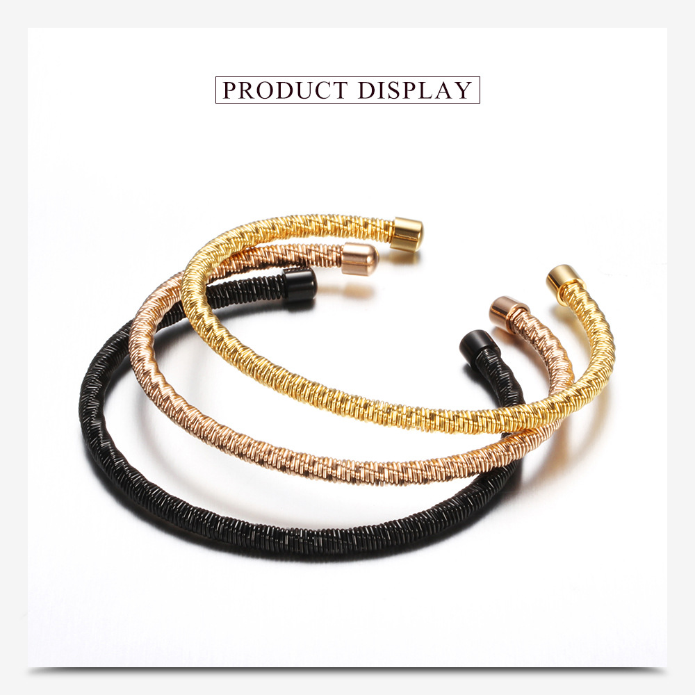 2PCS Ins Steel Trendy Adjustable Personalized Versatile Simple Cable Fashion Open Bracelet_voghion.com
