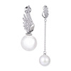 Asymmetrical long earrings from pearl, silver 925 sample, Japanese and Korean, wholesale
