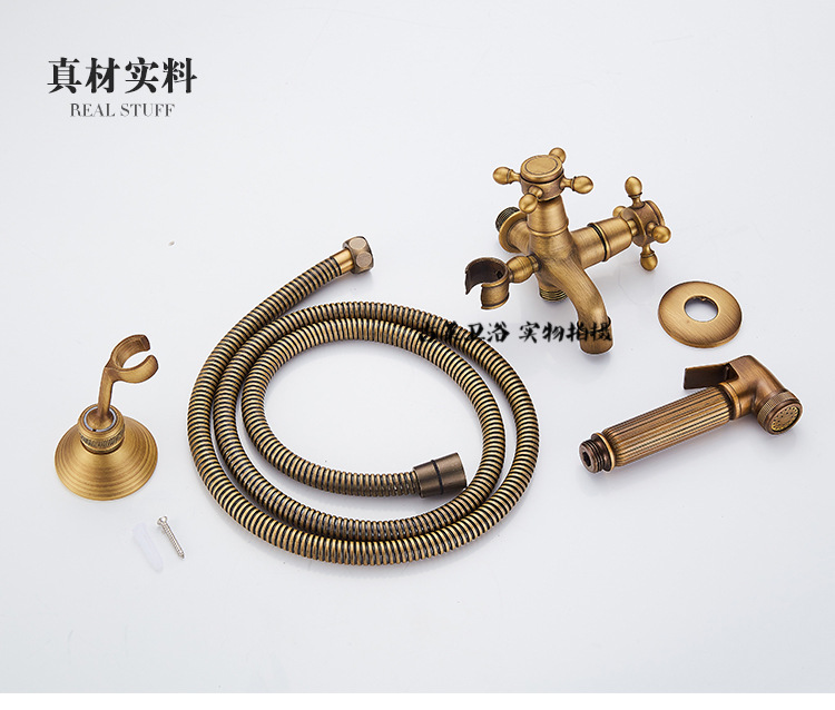 All-copper antique washing machine faucet, extended single-cooling European-style built-in mop sink, 4-minute and 6-minute faucet with spray gun undefined