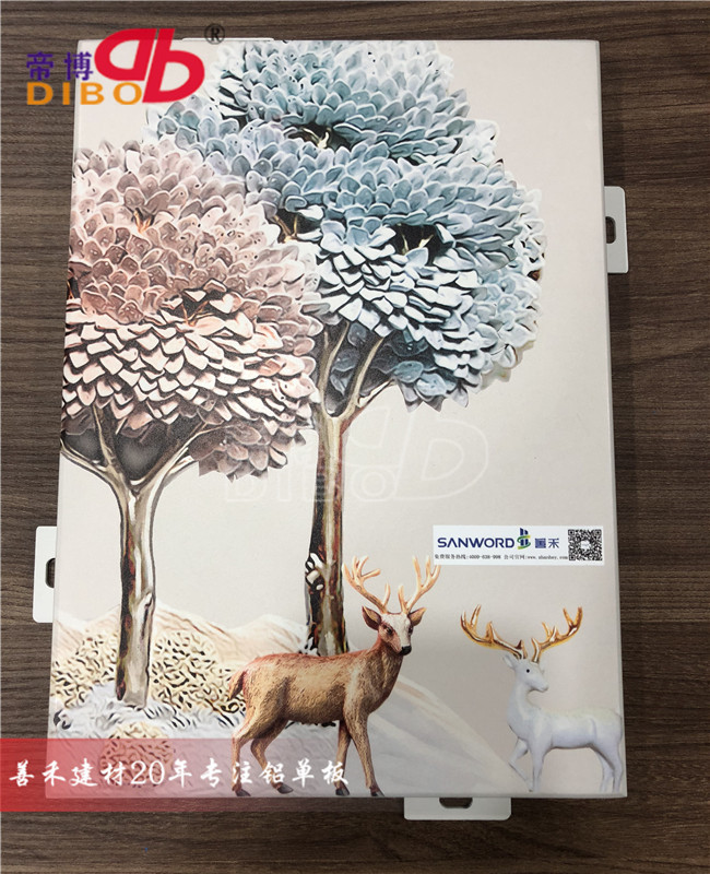 铝板uv打印3D彩绘图案 幕墙铝单板uv山水画