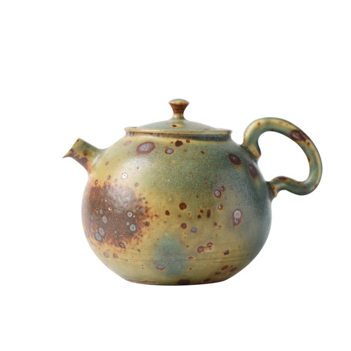 Jingdezhen Ceramic Teapot Purely Handmade Shino Kiln Transformed into a Ball Hole Filter Ceramic Tea Set Iron Tire Stoneware Pot
