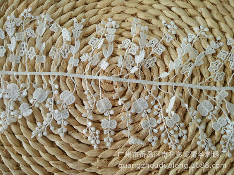 【大現物】多龍7cmミルク糸レース刺繍服装補助カーテンレースフリンジレース