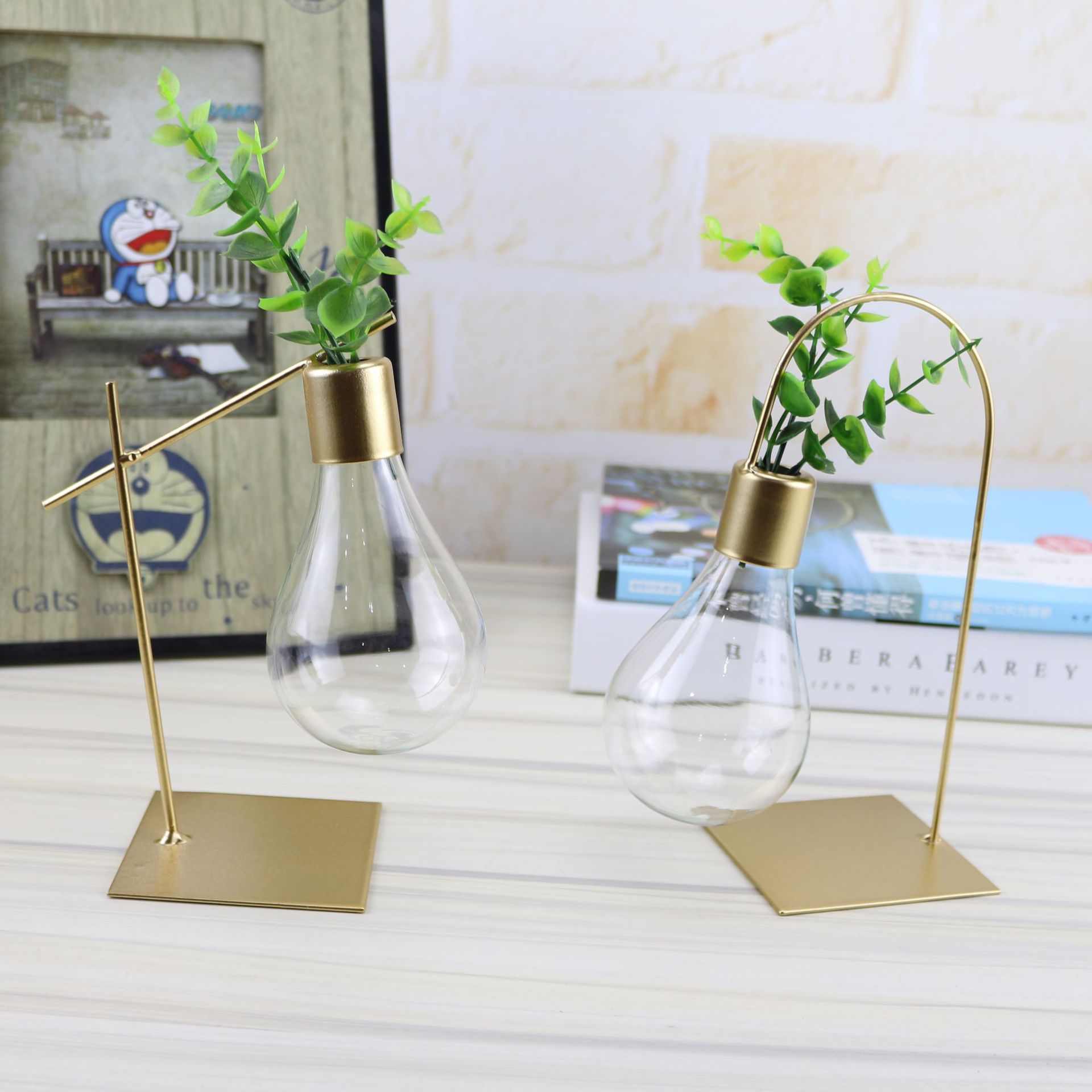 新款創意水培植物透明燈泡玻璃花瓶 容器客廳現代裝飾品新奇擺件