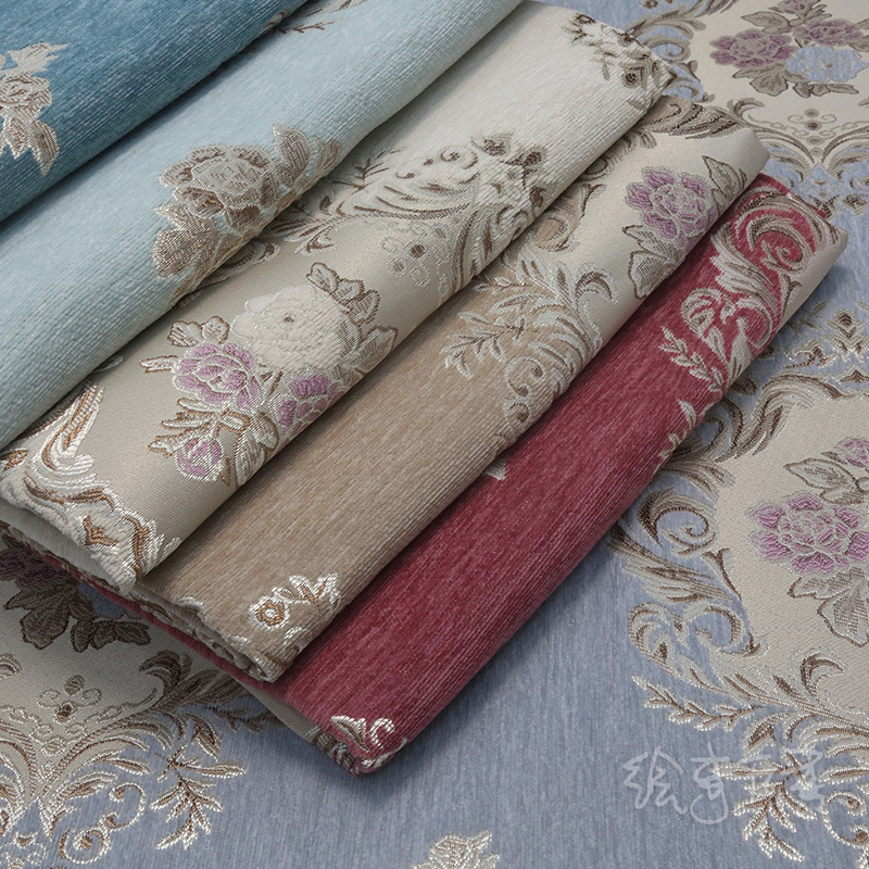 Manufactor Direct selling European style Jacquard weave Fabric Sofa towel cloth Chenille Sand release Dyed Soft roll goods in stock wholesale