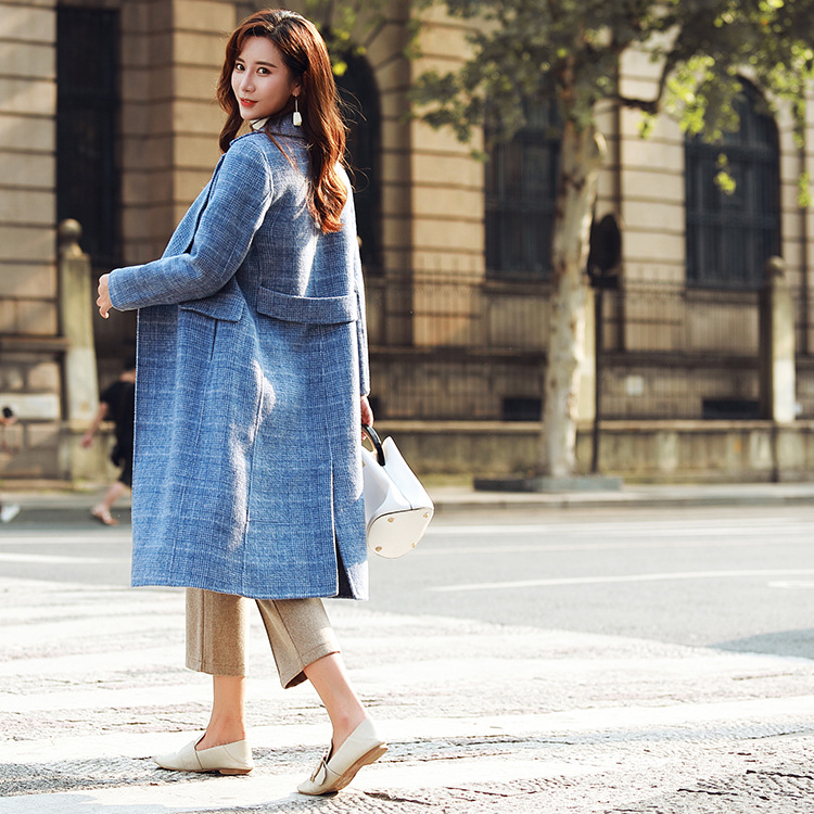 秋冬新款阿尔巴卡双面尼大衣时尚气质名媛羊绒外套呢大衣 女2018